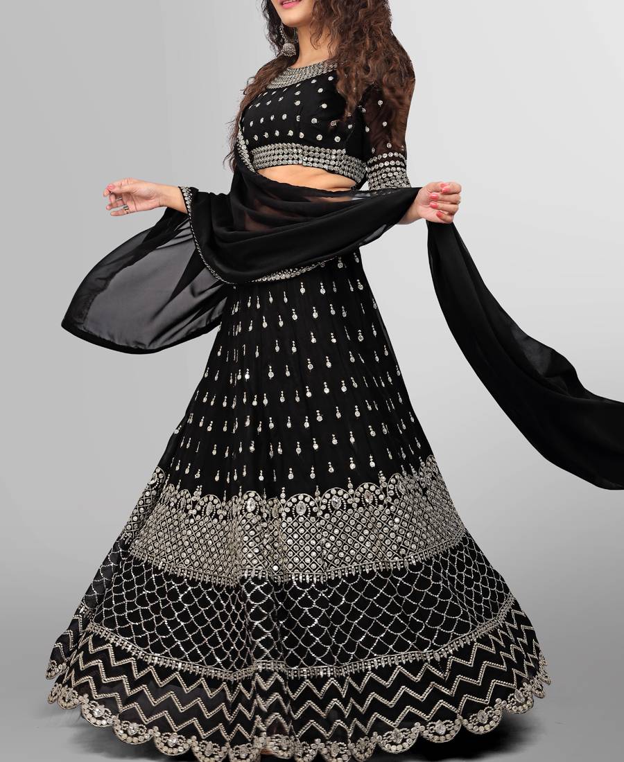 CC3102 Black Lehenga Choli With sequins Embroidery border Online | Simple  lehenga, Lehenga designs simple, Party wear indian dresses