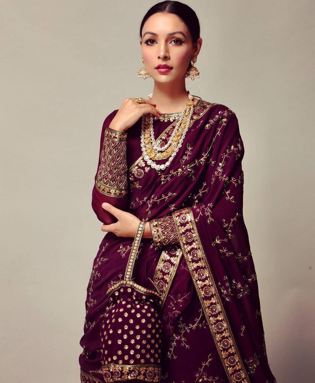 Designer Georgette Ready to wear Purple Lehenga Saree With Beautiful Multi  And Sequins Work . - sethnik.com