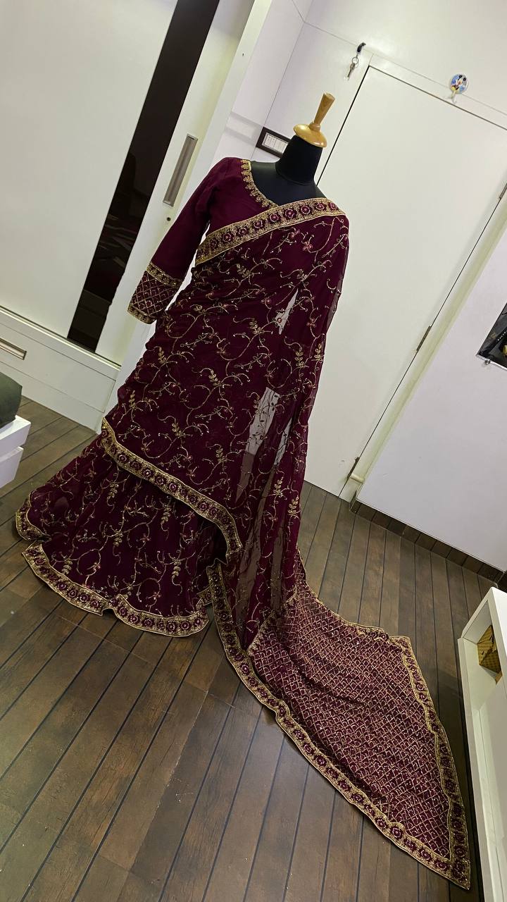 Buy Ready to Wear Georgette Lehenga Saree Paired With Designer Online in  India - Etsy | Lehenga saree, Ready to wear, Lehenga