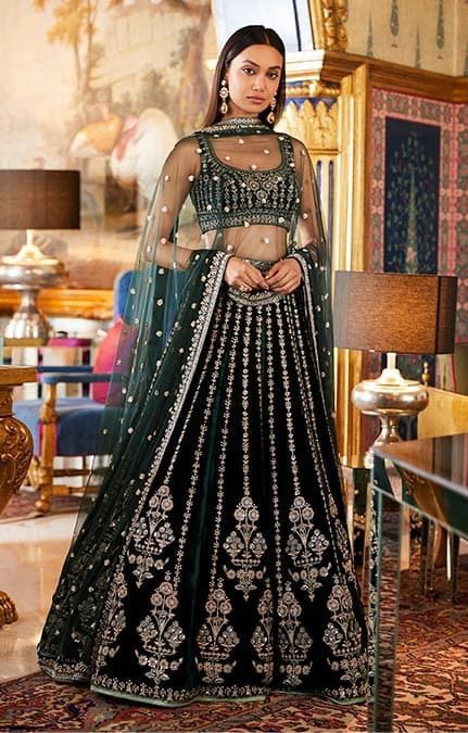 Green Satin Silk Lehenga Choli With 5mm Sequence Embroidery Work and Net  Dupatta for Women, Designer Lehenga, Wedding Guest Outfit - Etsy