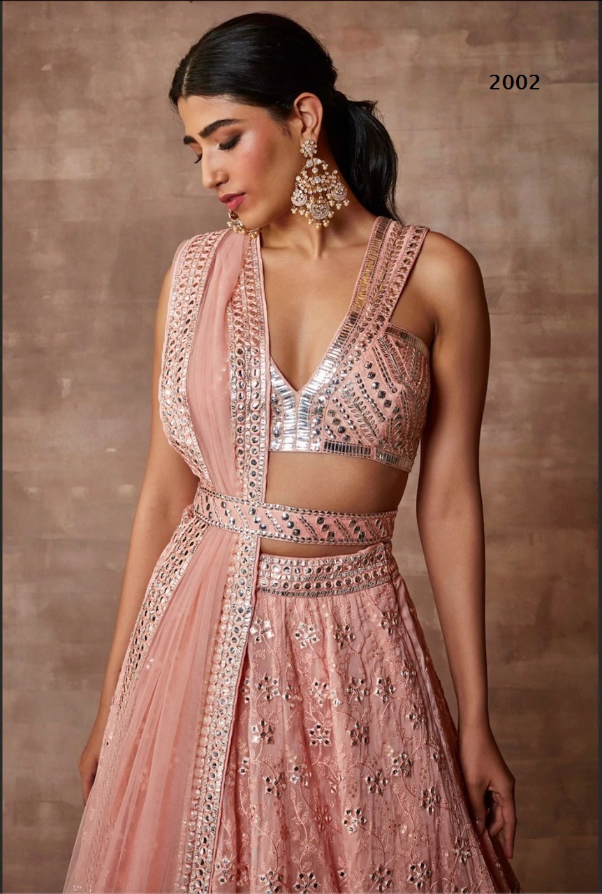 Peach to lavender Ombre lehenga with purple embroider blouse paired wi –  Issa Studio