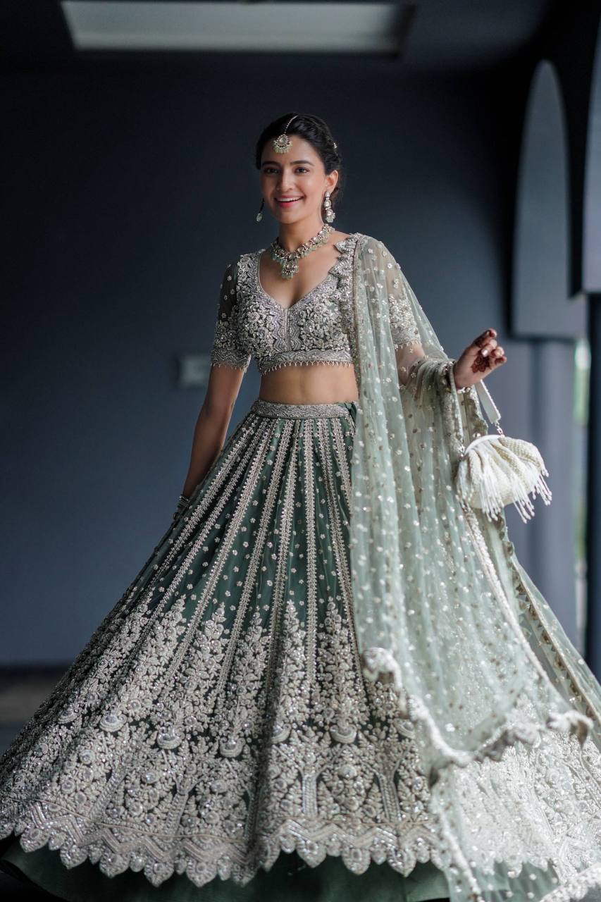 Buy Grey Wedding Designer Lehenga Choli Online