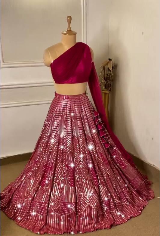 Divine Pink Colored Designer Lehenga Choli