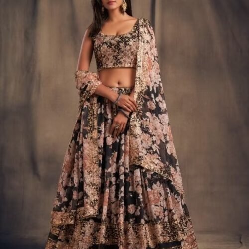 thumbnail image 2 of Pink Jacquard Silk Lehenga Choli Set With Zari Work At ₹ 2499.00 2 of 13