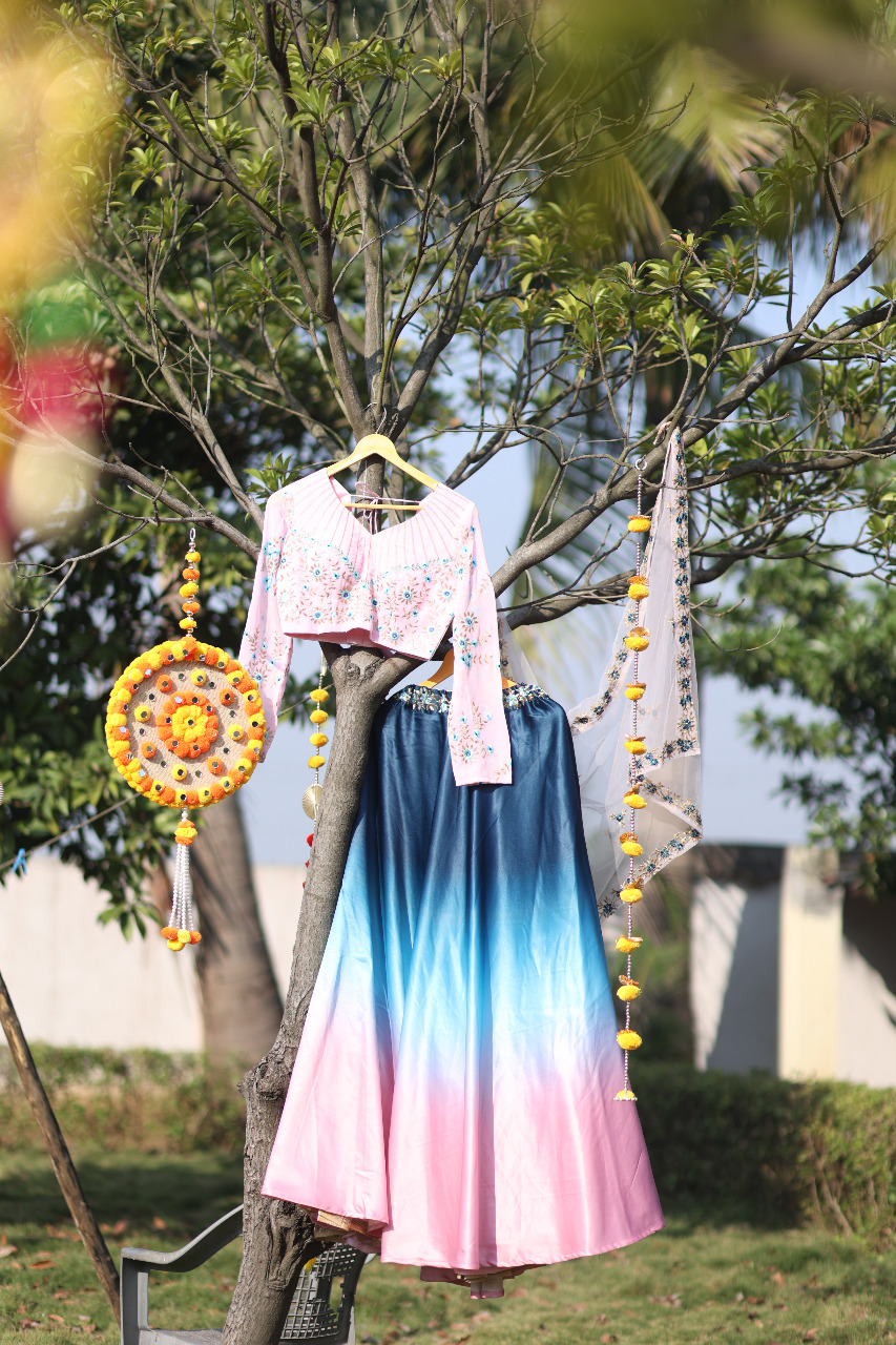 Buy Multi Colour Banarasi Silk Embroidered Lehenga Choli Online : USA, UK -  Lehenga