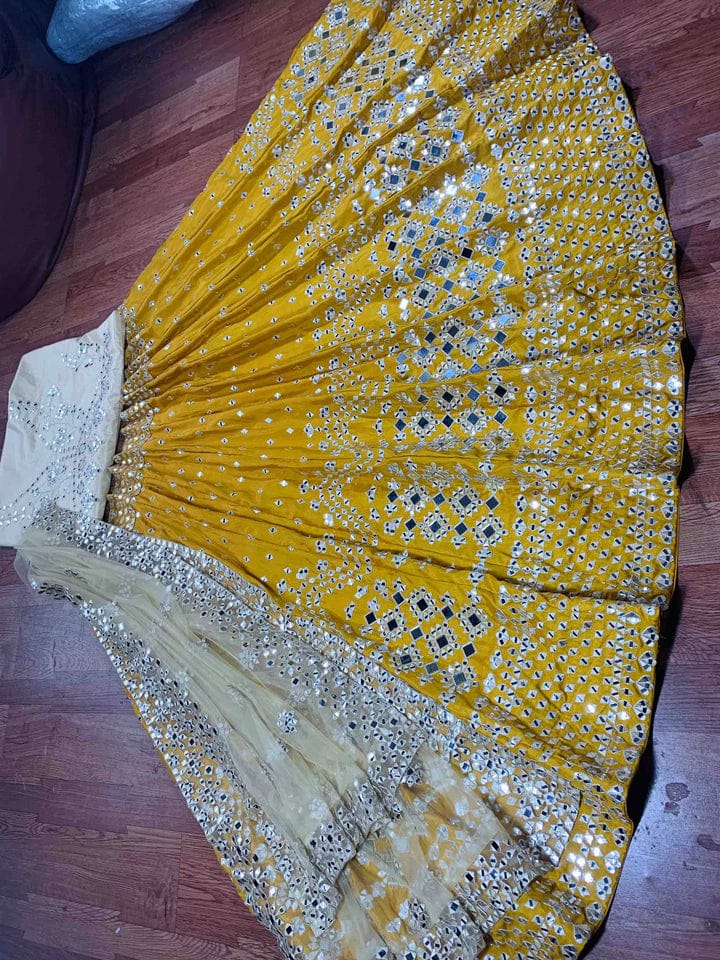 Yellow Mirror Work Lehenga: | Wedding | Best handcrafted blouse online