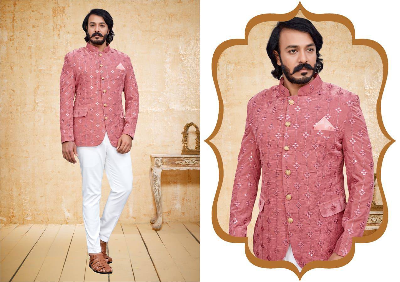 Beige Color Rayon Fabric Wedding Style Royal Jodhpuri Jacket
