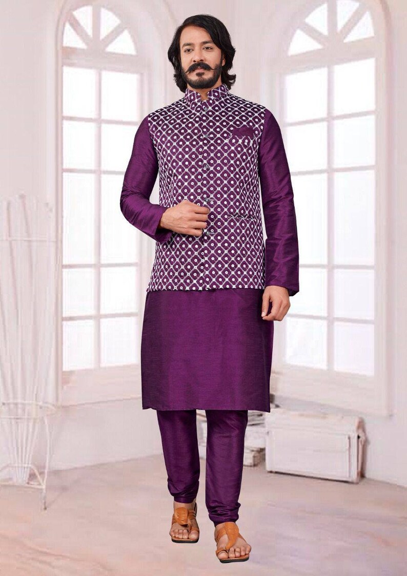 Elegant Nehru Modi Jacket with Kurta Pajama Set for Men 28