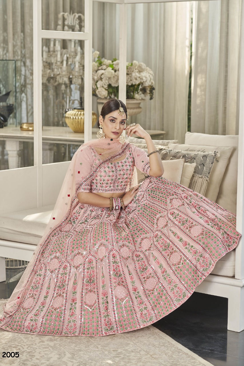 Shop Light Pink Hand Embroidered Draped Lehenga Online in USA – Pure  Elegance