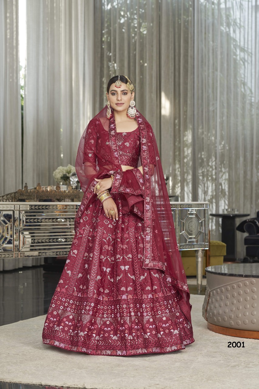 Buy Red pure satin silk Indian wedding lehenga in UK, USA and Canada