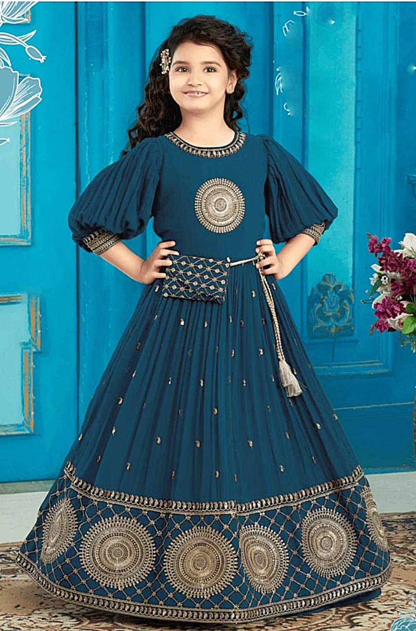 Blue Party Wear Georgette Designer Printed Gown, Wash Care: Machine wash at  Rs 750 in Surat