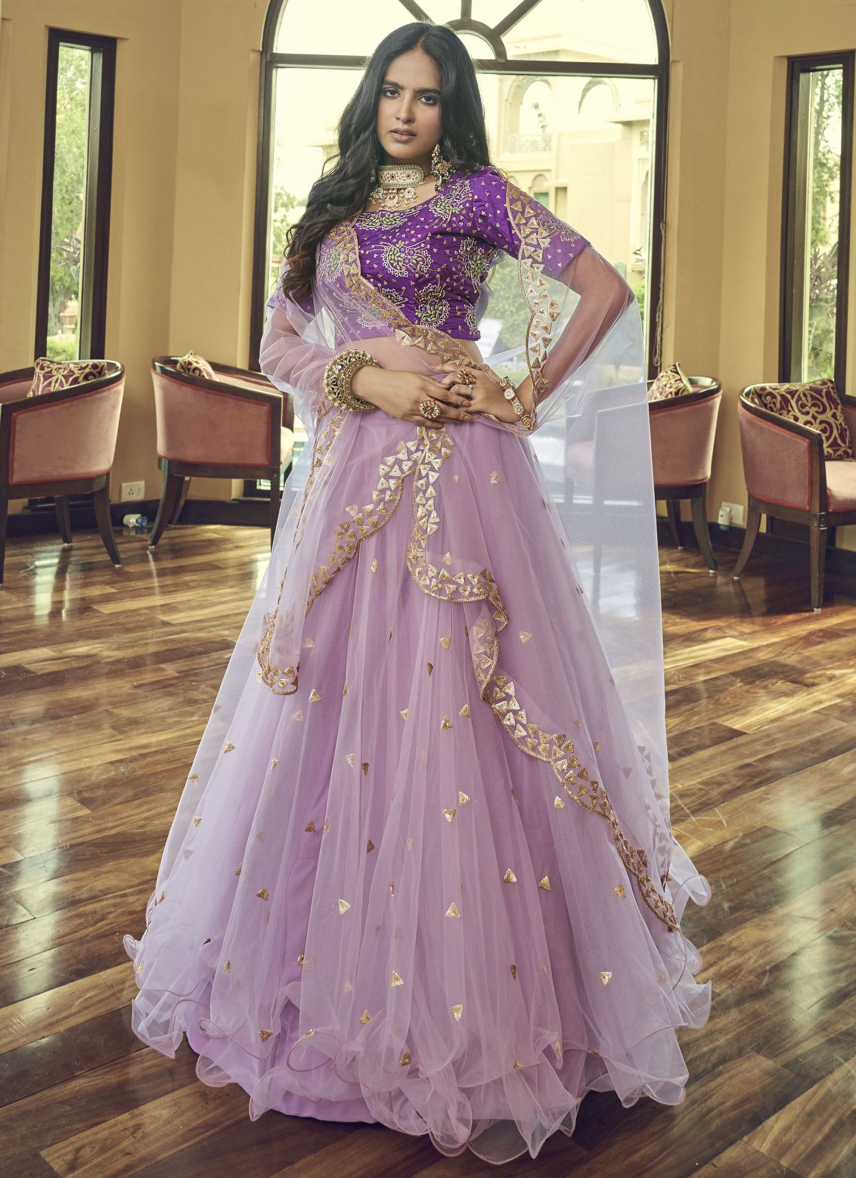 Buy VRAJ Fashion Light Purple lehenga choli for women designer Lehenga choli  Georgette sequins work with handmade tassels indian wedding lehenga choli  (6278) at Amazon.in