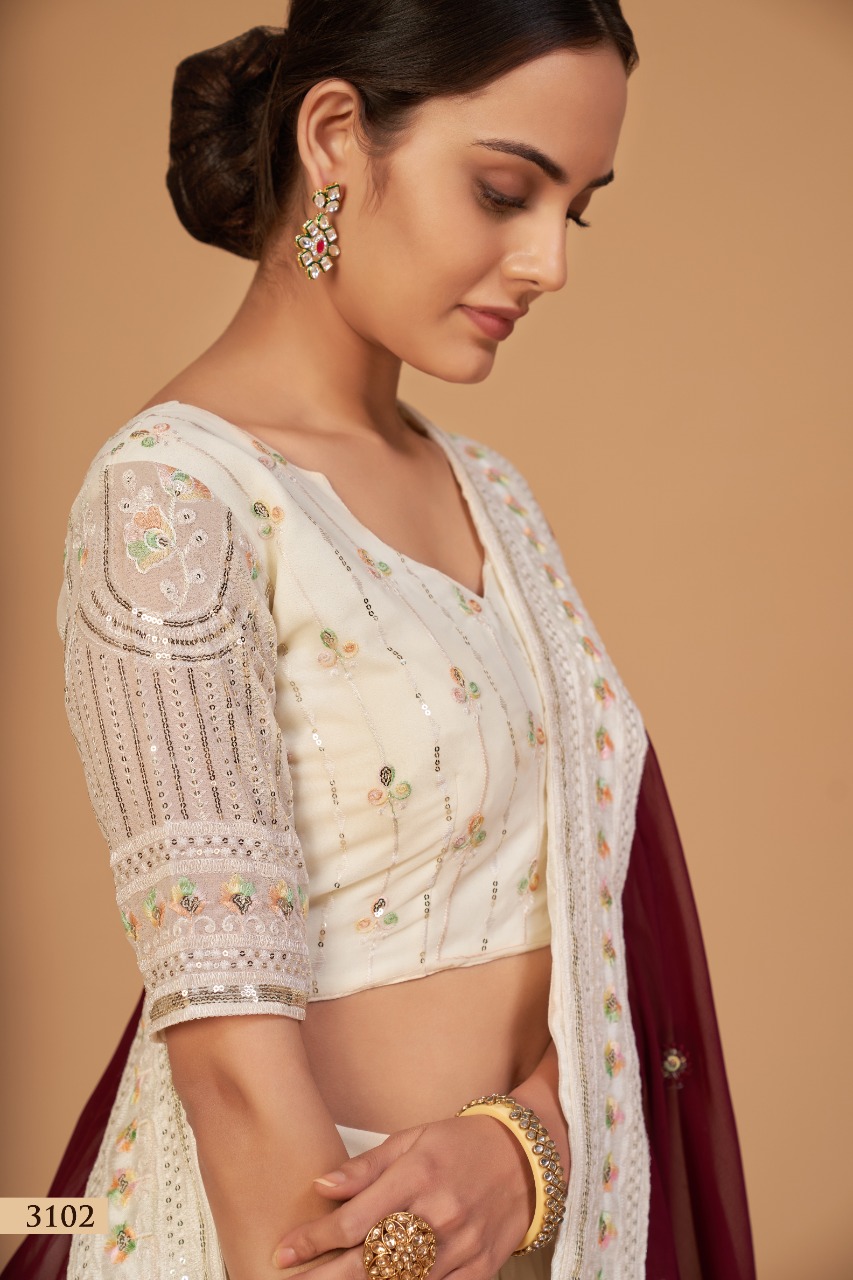 White Color Georgette Base Wedding Wear Lehenga With Heavy Look Blouse –  Fabvilla