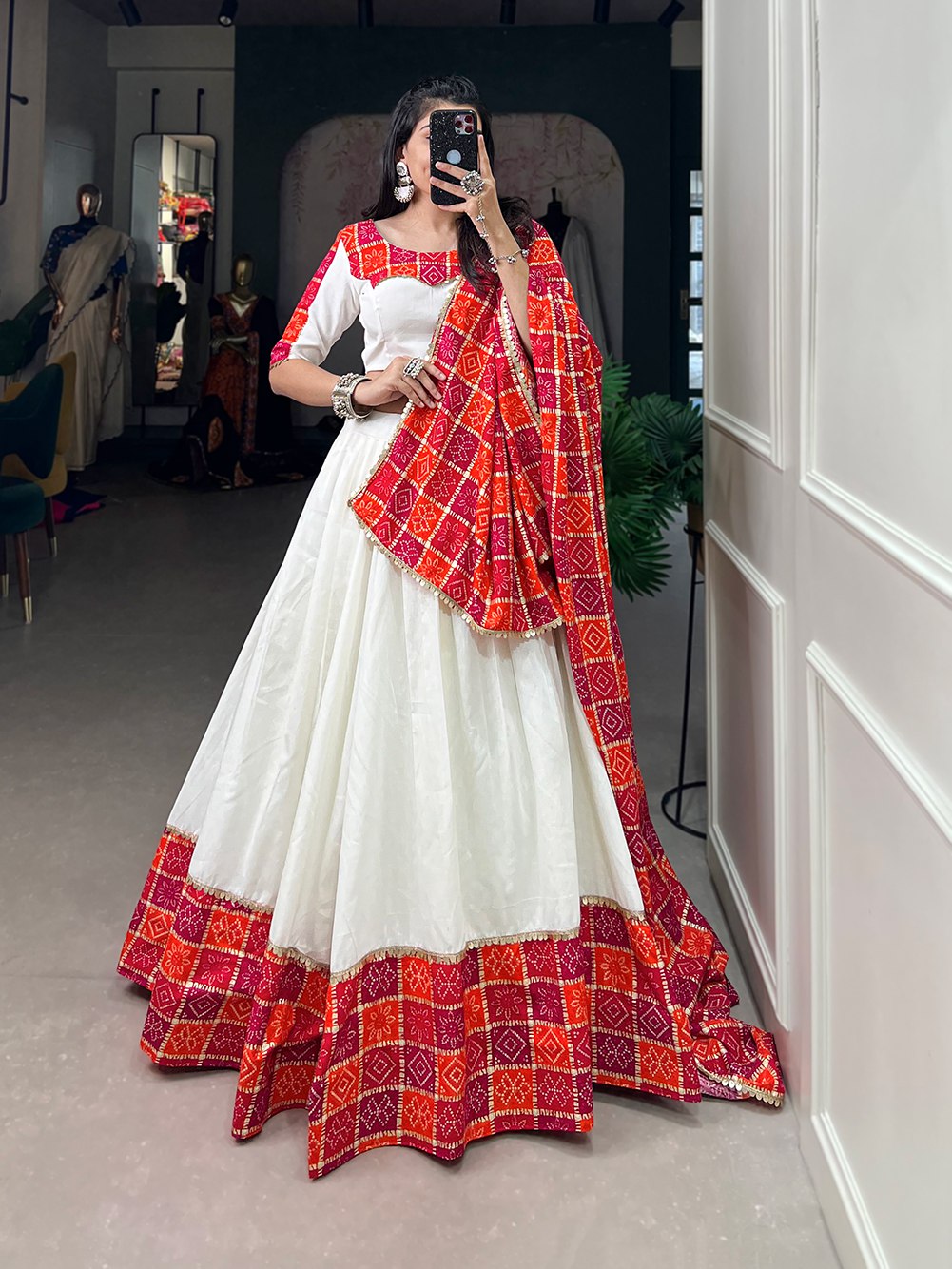 White Designer Chaniya Choli For Navratri
