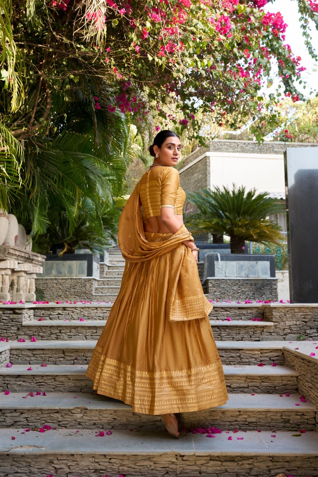 thumbnail image 2 of Pink Jacquard Silk Lehenga Choli Set With Zari Work At ₹ 2499.00 2 of 13
