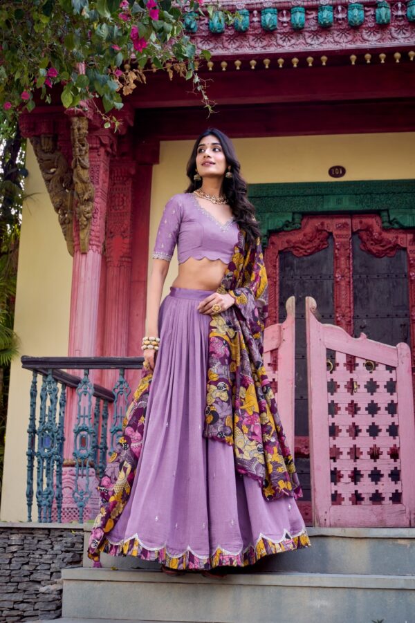 Designer Lehenga With Vichitra Silk Fabric In Luvender Color. - Image 2