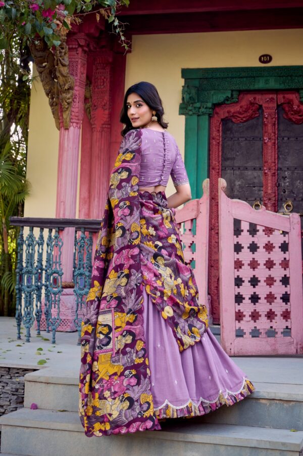 Designer Lehenga With Vichitra Silk Fabric In Luvender Color. - Image 3