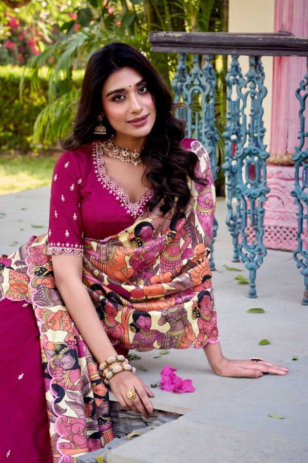 Designer Lehenga With Vichitra Silk Fabric In Pink Color. - Image 4