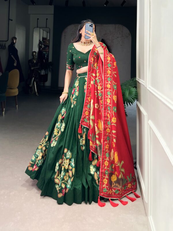 Festival Collection Of 2025 With Tussar Silk Fabric In Green color.