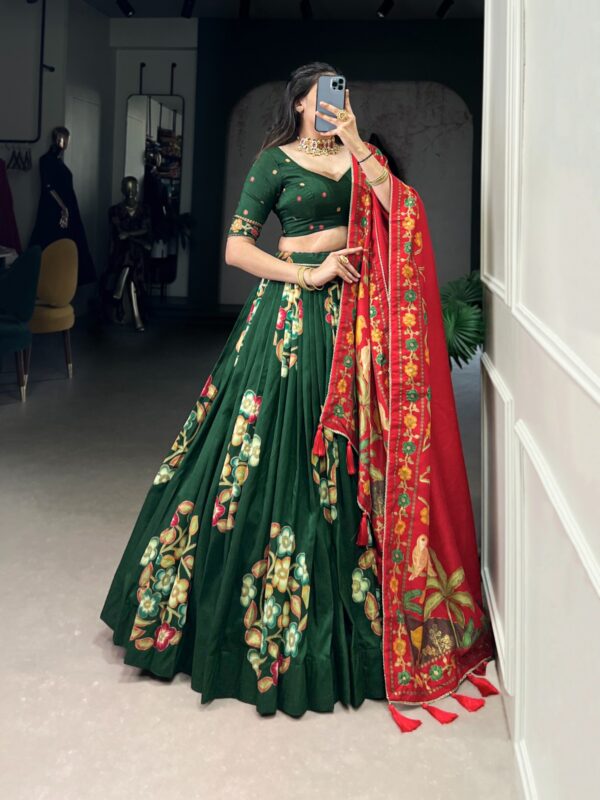 Festival Collection Of 2025 With Tussar Silk Fabric In Green color. - Image 2