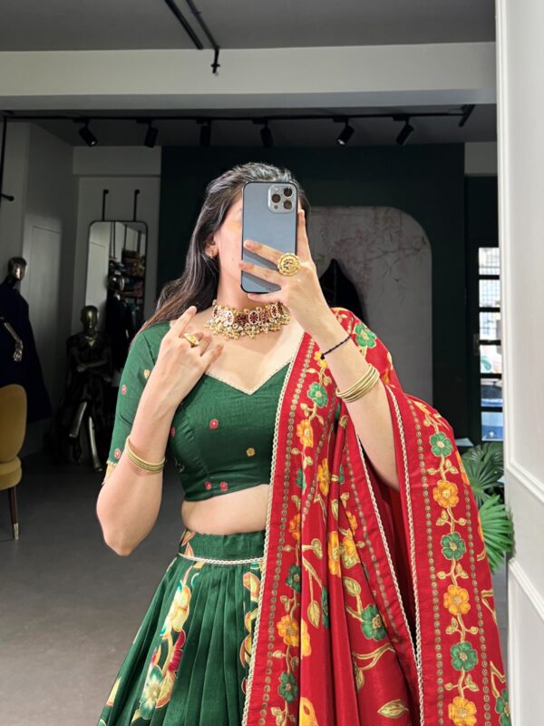 Festival Collection Of 2025 With Tussar Silk Fabric In Green color. - Image 4