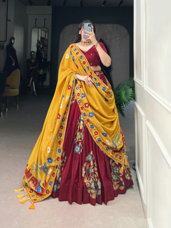 Festival Collection Of 2025 With Tussar Silk Fabric In Marron color.