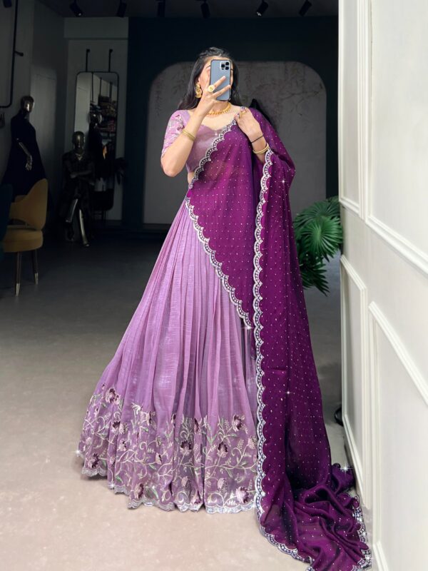 Lehenga Collection Of 2025 With Glossy Fabric In Luvender color. - Image 2