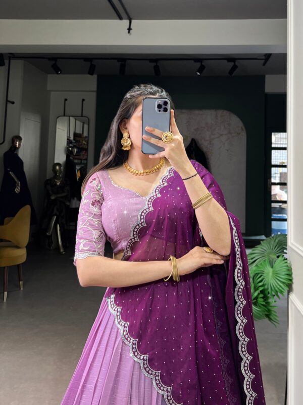 Lehenga Collection Of 2025 With Glossy Fabric In Luvender color. - Image 3