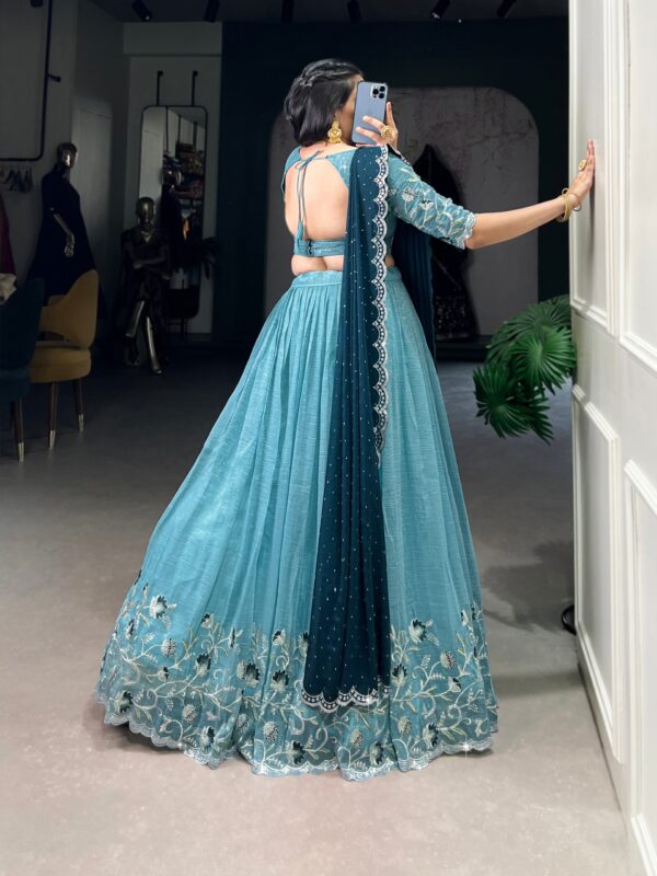 Lehenga Collection Of 2025 With Glossy Fabric In Sky Blue color. - Image 3
