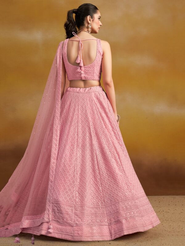Make Stylish Look With Baby Pink Color Georgette Lehenga choli. - Image 4