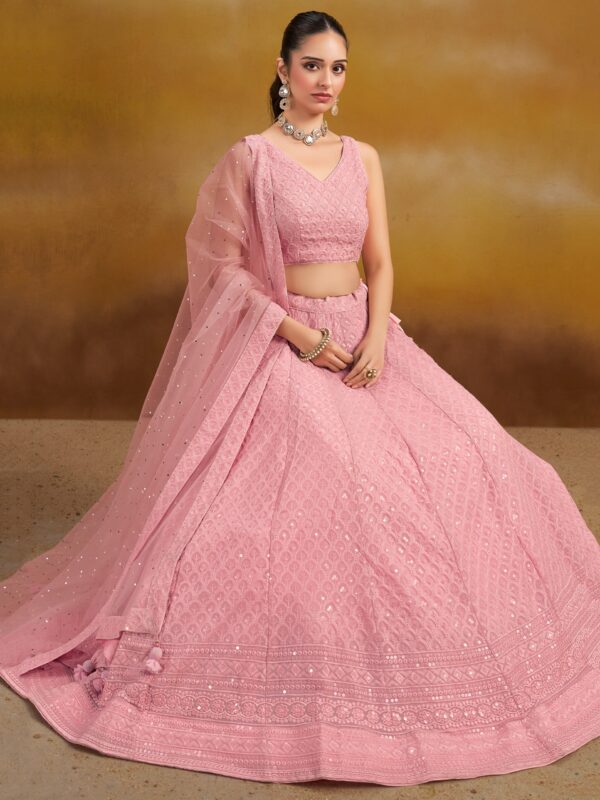 Make Stylish Look With Baby Pink Color Georgette Lehenga choli. - Image 5