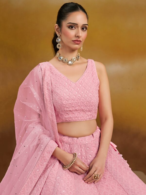 Make Stylish Look With Baby Pink Color Georgette Lehenga choli. - Image 6