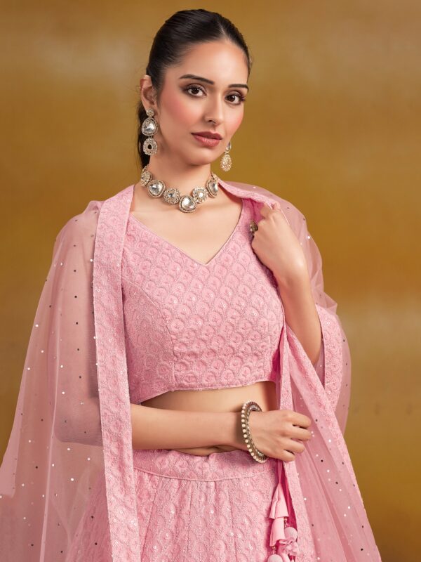Make Stylish Look With Baby Pink Color Georgette Lehenga choli. - Image 7