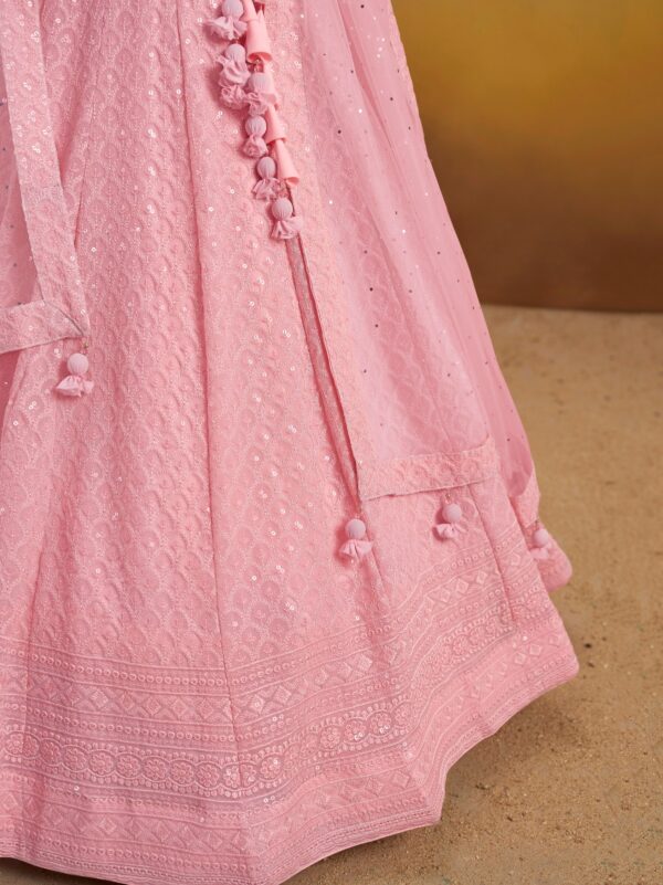 Make Stylish Look With Baby Pink Color Georgette Lehenga choli. - Image 9