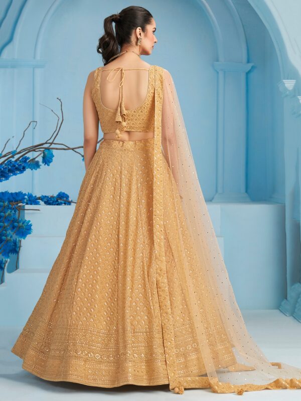 Make Stylish Look With This Beige Color Georgette Lehenga choli. - Image 4