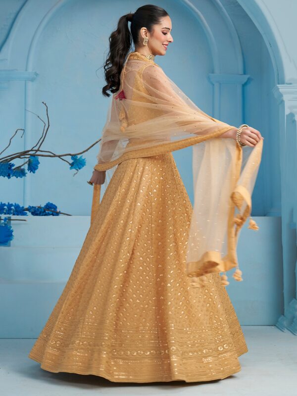 Make Stylish Look With This Beige Color Georgette Lehenga choli. - Image 6