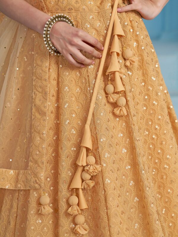 Make Stylish Look With This Beige Color Georgette Lehenga choli. - Image 9
