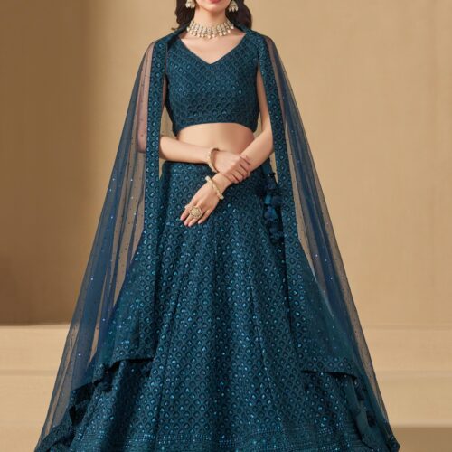 Make Stylish Look With This Blue Color Georgette Lehenga choli.