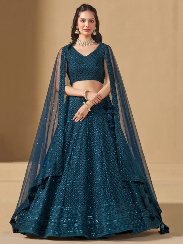 Make Stylish Look With This Blue Color Georgette Lehenga choli.