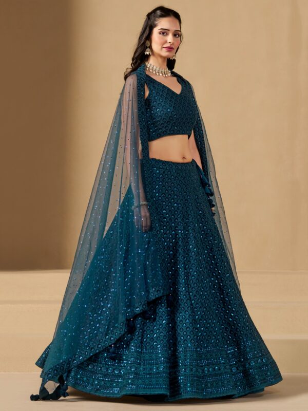 Make Stylish Look With This Blue Color Georgette Lehenga choli. - Image 3