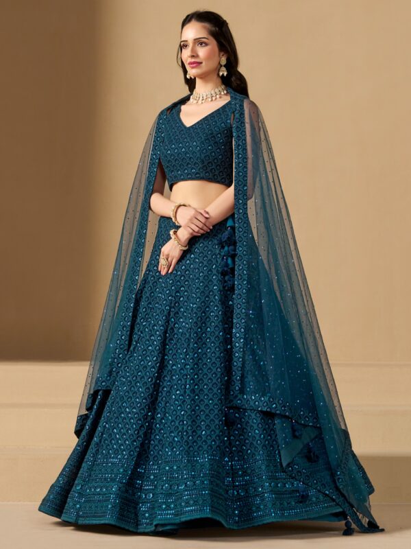 Make Stylish Look With This Blue Color Georgette Lehenga choli. - Image 4