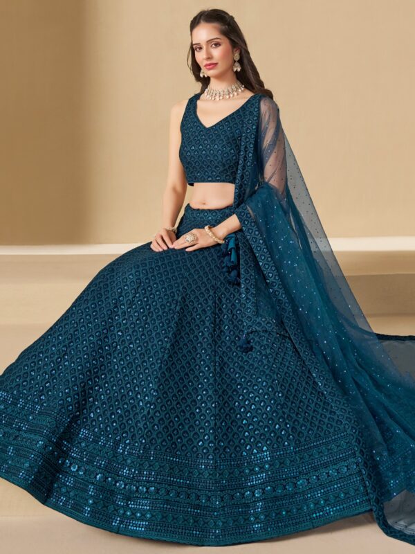 Make Stylish Look With This Blue Color Georgette Lehenga choli. - Image 5