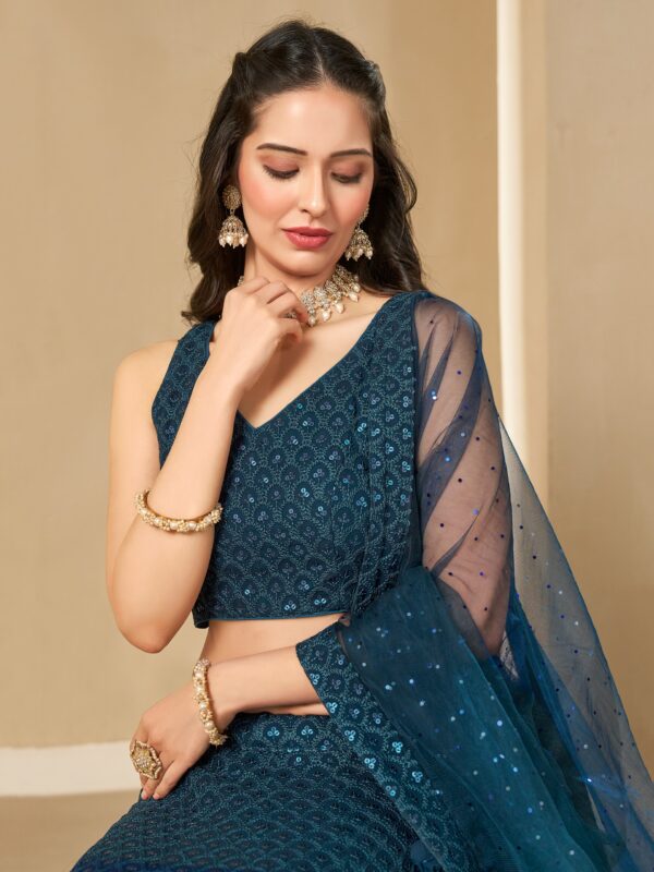 Make Stylish Look With This Blue Color Georgette Lehenga choli. - Image 2