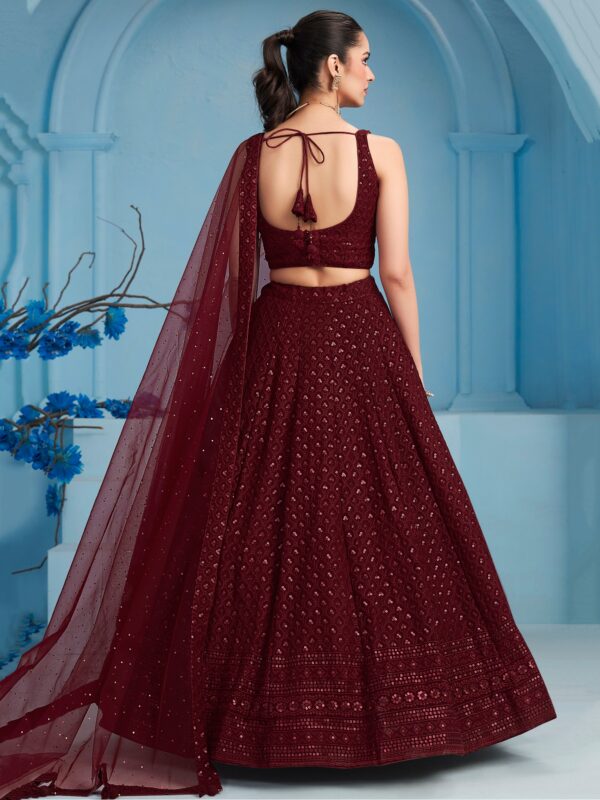 Make Stylish Look With This Maroon Color Georgette Lehenga choli. - Image 4