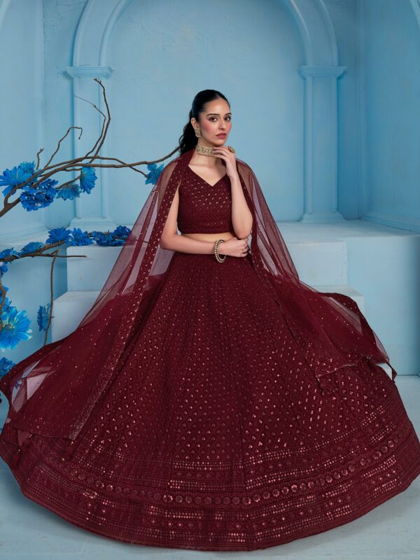 Make Stylish Look With This Maroon Color Georgette Lehenga choli. - Image 5