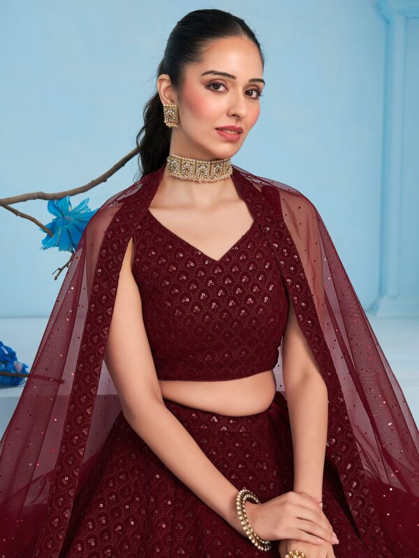Make Stylish Look With This Maroon Color Georgette Lehenga choli. - Image 6