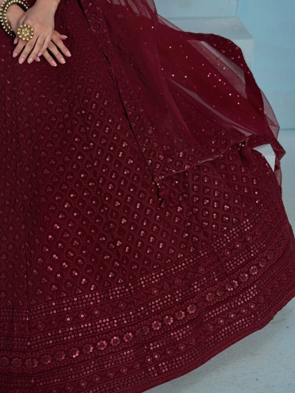 Make Stylish Look With This Maroon Color Georgette Lehenga choli. - Image 7