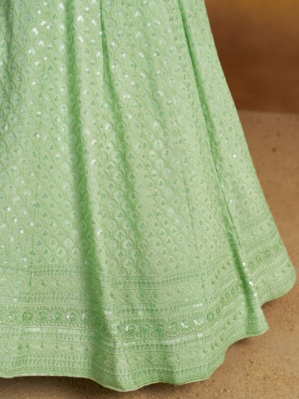 Make Stylish Look With This Mint Color Georgette Lehenga choli. - Image 8