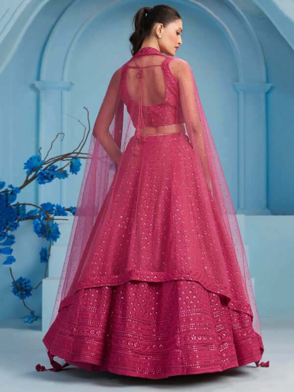 Make Stylish Look With This Pink Color Georgette Lehenga choli. - Image 5