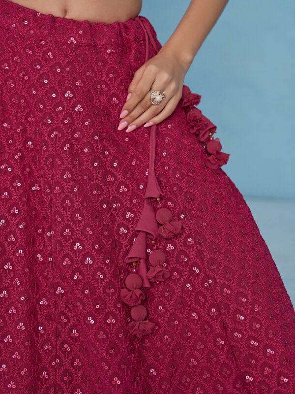 Make Stylish Look With This Pink Color Georgette Lehenga choli. - Image 6